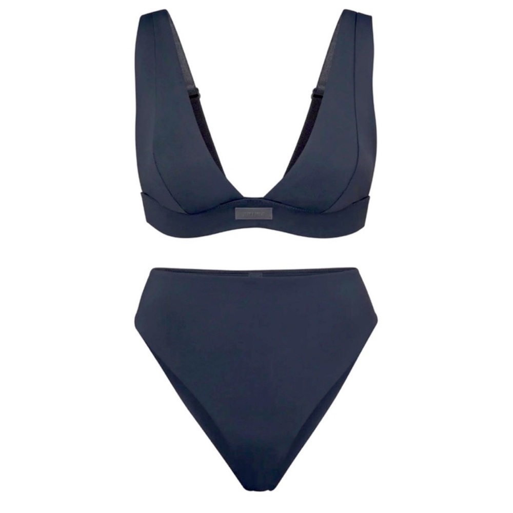 NEW! Skims plunge top and mid waist bikini in gunmetal